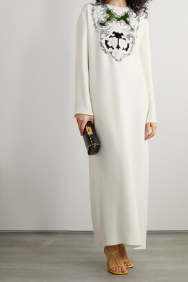 ワンピース Valentino Garavani Ivory Wool Blend Dress Valentino Garavani Quarter-Sleeve Brooch Wool Midi Dress